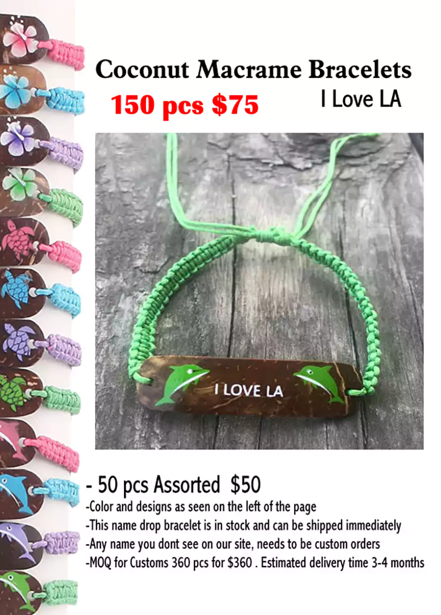 Coconut Macrame Bracelets - I Love LA (CL)